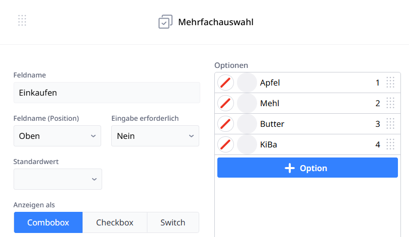 Beispiel Select Multi Basic Ninox-Auswahl