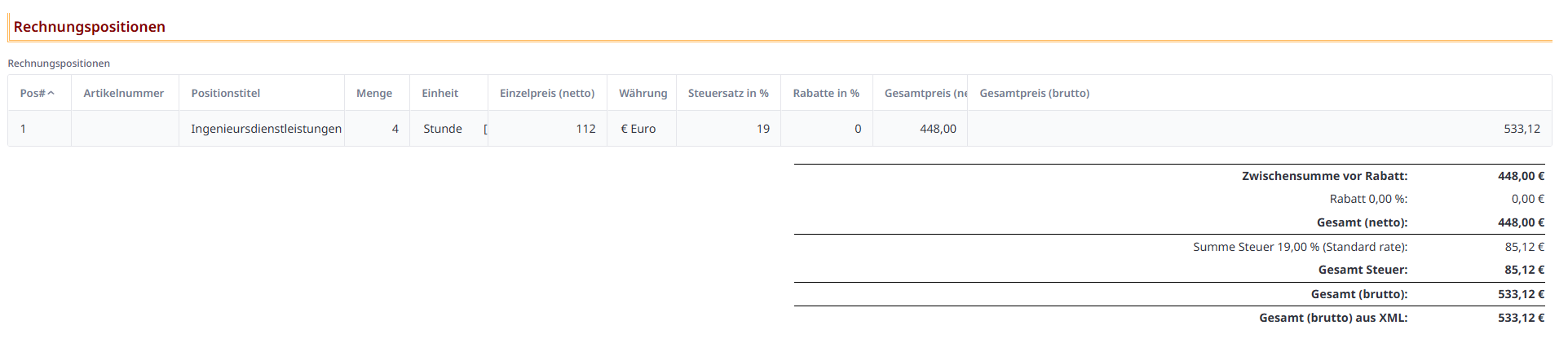 Positionen und Kontrollbeträge